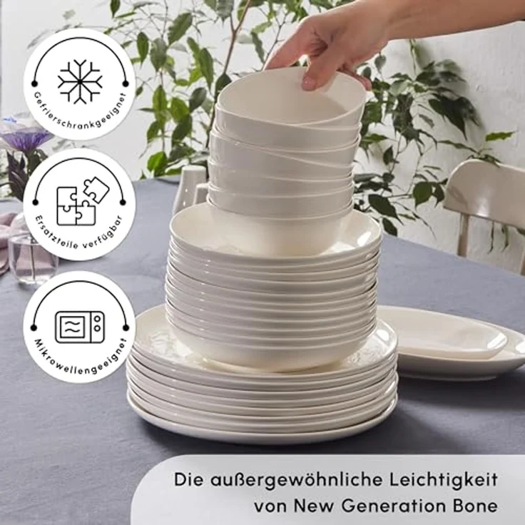 Karaca Geschirr-Set Forever Bone Allure 41-Teiliges Geschirrset für 12 Personen, 12 Personen, New Bone China – Bild 5