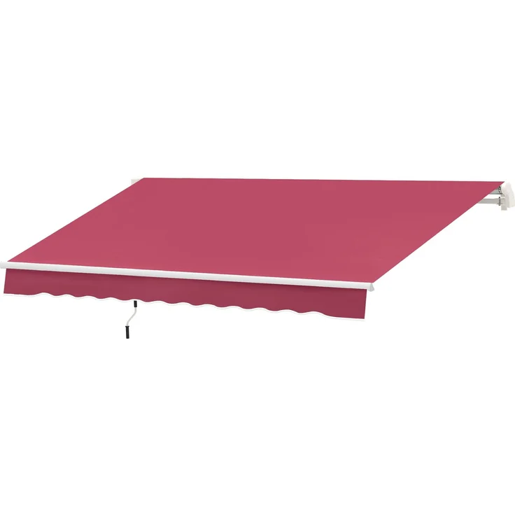 JARDJ Manuelle Markise 395 x 245 cm mit Kurbel, Balkon-, Terrassen- und Balkonmarkise, Aluminium und Polyestergewebe 280 g/m², UV-beständig, rot – Bild 2