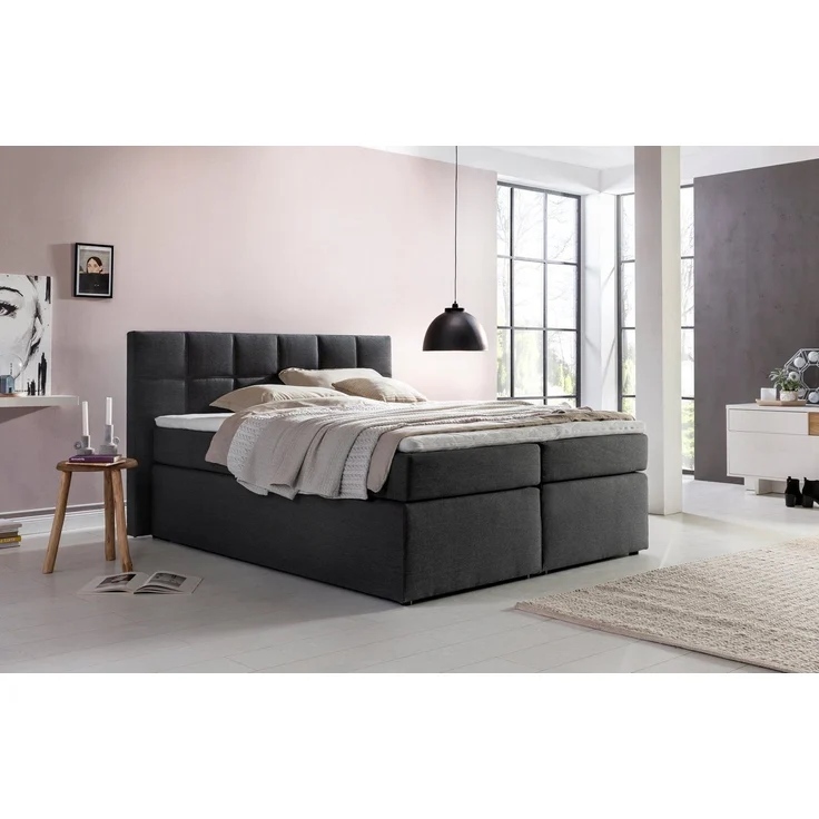 Möbelfreude Boxspringbett Boxspringbett Bea Anthrazit 180x200 cm H3, Anthrazit 180x200 cm H3 7-Zonen Taschenfederkern-Matratze Visco Topper – Bild 2