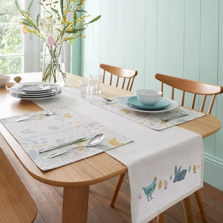 Catherine Lansfield Dining Cottage Friends Tischläufer, 32x220 cm, Natur