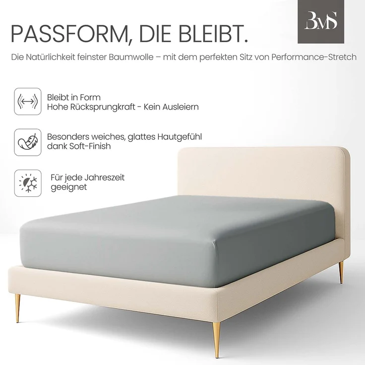 Jersey Spannbettlaken grau blau 120x200 cm Höhe bis 25cm – Bild 3