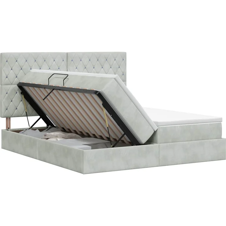 vidaXL Aufbewahrungsbett mit Kopfteil Hellgrau 180 x 200 cm Samt 3459813 – Bild 2