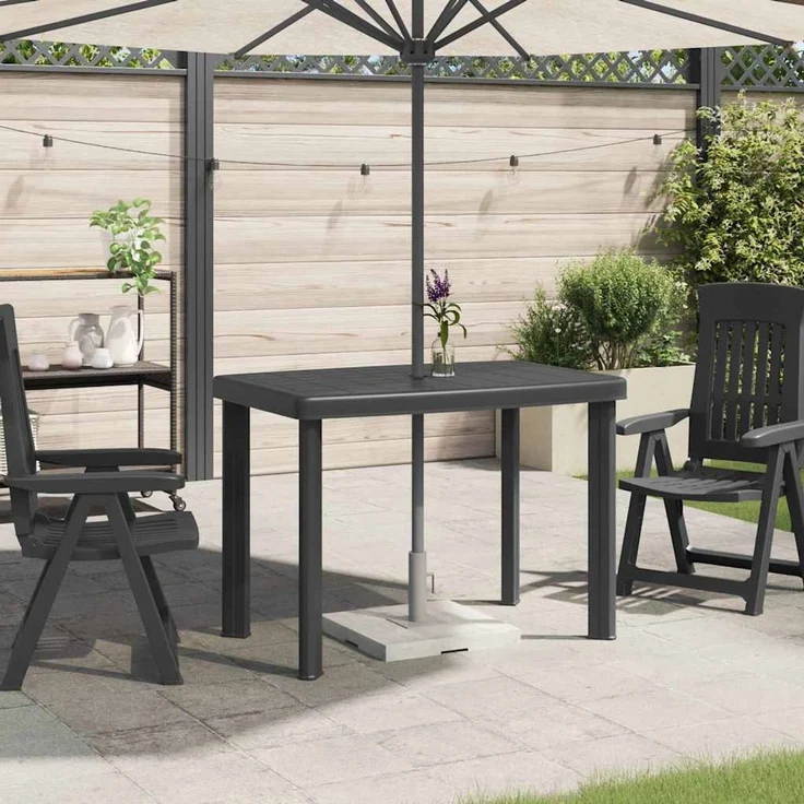 Gartentisch, Balkontisch, Esstisch Anthrazit 101 x 68 x 72 cm Kunststoff – Bild 1