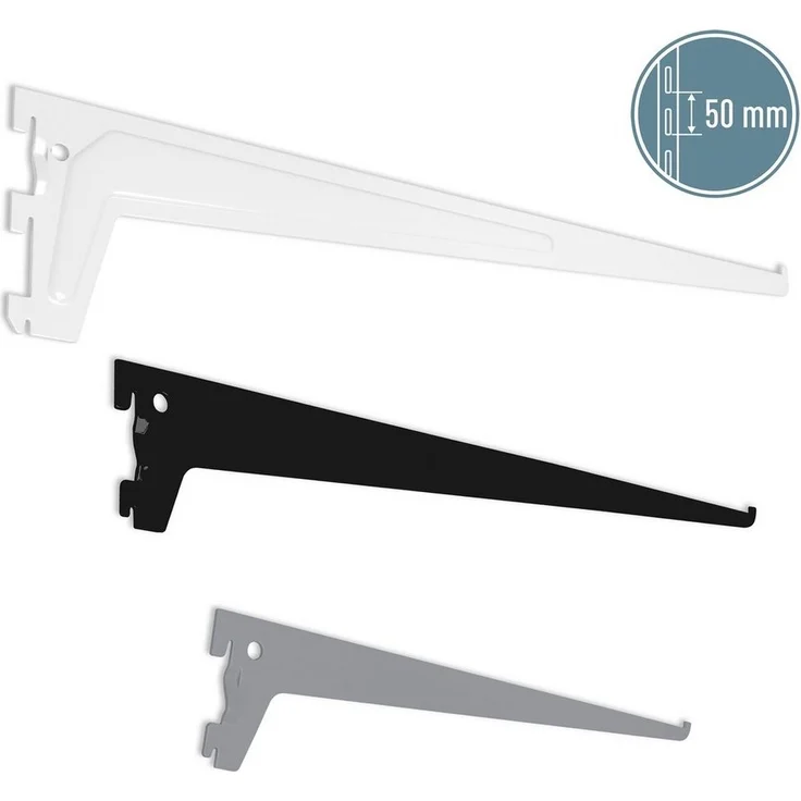 ib style Wandregal Regalbodenträger Regalträger 1-reihig weiß 25cm, Raster 50mm – Bild 3