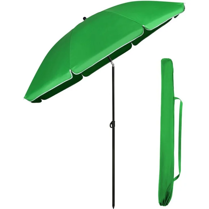 Sekey Sonnenschirm Ø 160 cm Balkonschirm Rund Strandschirm Sonnenschirm mit Schutzhülle, LxB: 160,00x160,00 cm, Neigungswinkel verstellbar, Höhe verstellbar, mit Tragetasche – Bild 1