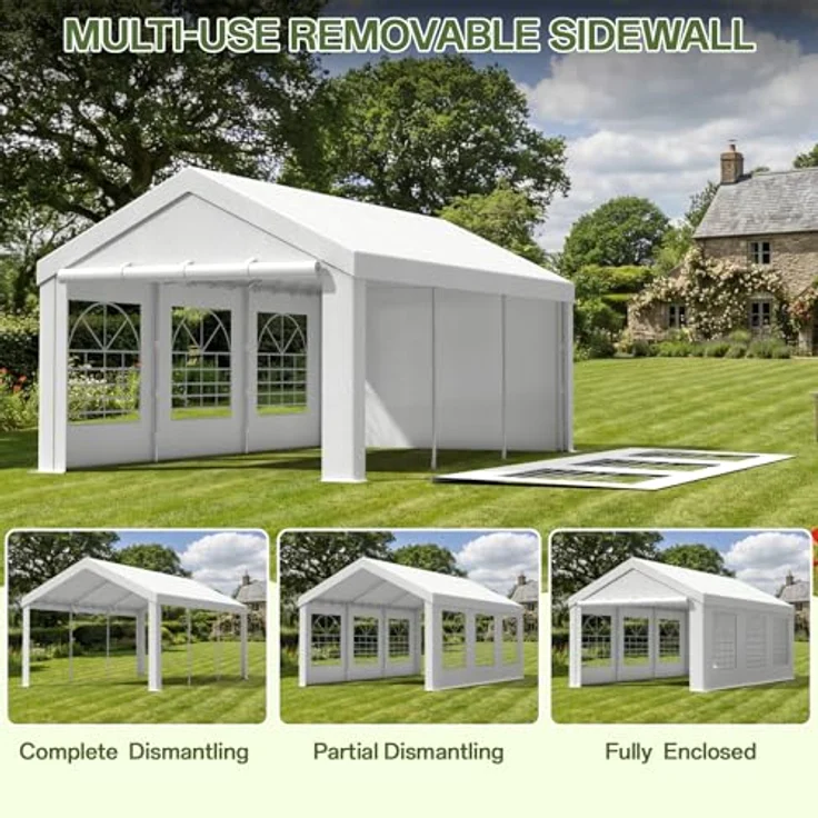 JUMMICO Pavillon Partyzelt 3x6 Wasserdicht Stabil PE Plane 450 N 170g Gartenzelt UV Schutz 50+ Zelt Festzelt Bierzelt Gartenpavillon für Garten, Party, Festival, Hochzeit, weiß – Bild 8