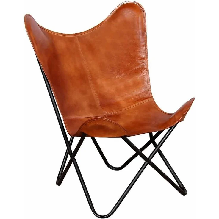 vidaXL Butterfly-Sessel Braun Echtleder 243728 – Bild 1