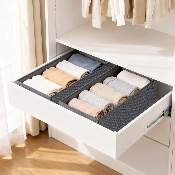 Sekey Schubladen Organizer aus Vliesstoff Faltbare Aufbewahrungsbox für Schrank und Kleiderschrank 22 x 51 x 11 cm 2 Stück – Bild 4