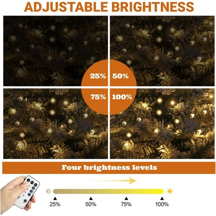 OZAVO LED-Lichterkette LED Weihnachtsbaum Lichterkette mit Fernbedienung, 30M-300 LEDs, 8 Modi, Timer & Memory für Weihnachtsdeko Innen & Außen – Bild 3