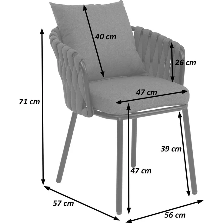 2er-Set Aluminium-Esszimmerstuhl HWC-P89, Indoor Stuhl Armlehne, Stoff/Textil (180 g/m²) Seilgeflecht Rope ~ grün – Bild 3