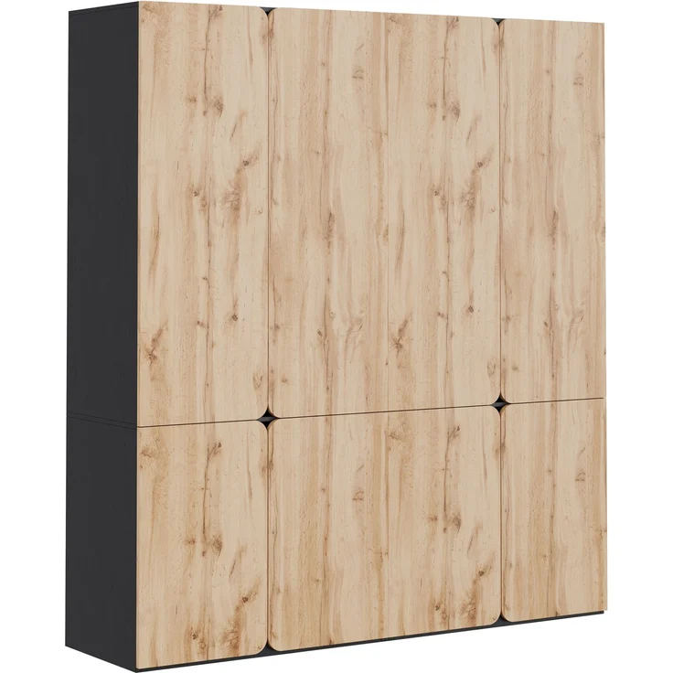Drehtürenschrank 180 x 50 x 200 cm aus MDF und Spanplatte in Eiche mit 8 Türen – Bild 6