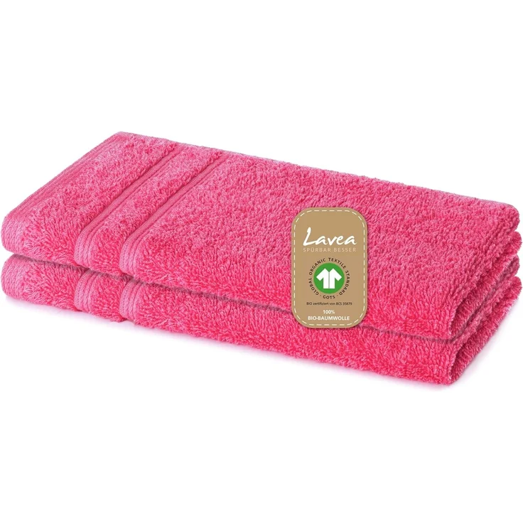 Lavea Gästehandtuch Bali, 30x50cm aus 100% Bio-Baumwolle, einzigartig weiche Gästetücher mit Aufhänger (Set, 2-St), hochwertiges und nachhaltiges Premium Gästetuch – saugstarke Faser – Bild 1