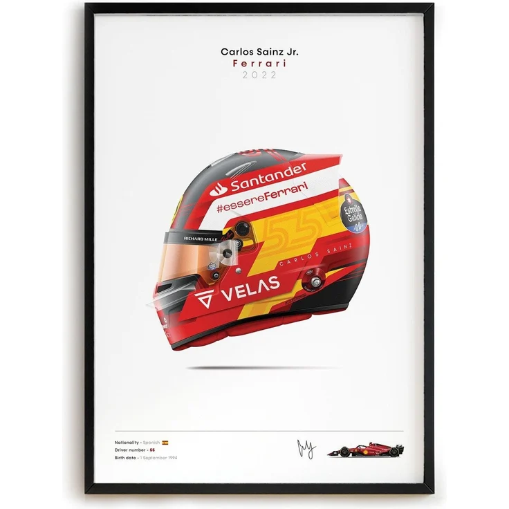 Poster Formel 1 Rennwagen Helm Rennfahrer Name Unterschrift · Deko Print ohne Rahmen - B Russel / 30x40 cm – Bild 3