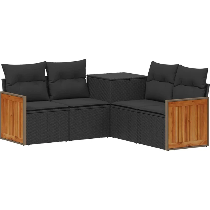 vidaXL Sofa Set 5 stk. Schwarz 176 x 176 x 85 cm Polyrattan und Stahl 3447956 – Bild 2
