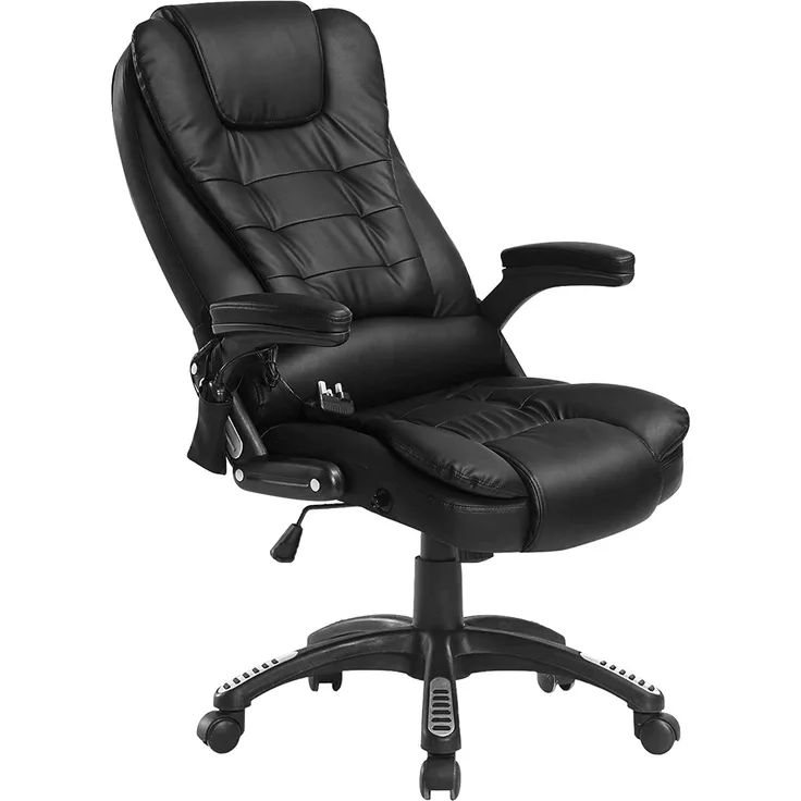 HOMCOM Massagesessel Bürosessel Bürostuhl Chefsessel Gamingsessel 6 Punkt Vibrations Massage mit Wärmefunktion drehbar (Schwarz)