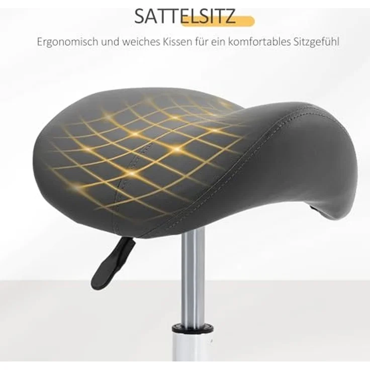 HOMCOM Rollsitz 360° drehbar (Salonhocker, 1 St, Drehhocker), höhenverstellbar, Grau – Bild 5