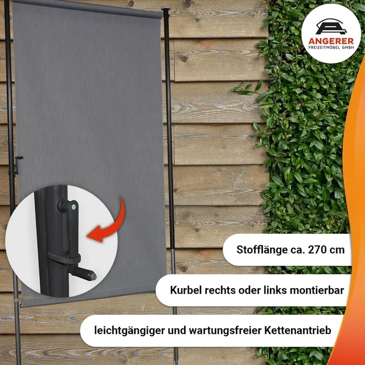 Angerer Freizeitmöbel GmbH Balkonsichtschutz Standard - Senkrechtmarkise für Sicht- und Sonnenschutz - Montage ohne Bohren und Dübeln - ideale Balkonmarkise für Mietwohnungen (Orange, 120 cm) – Bild 3