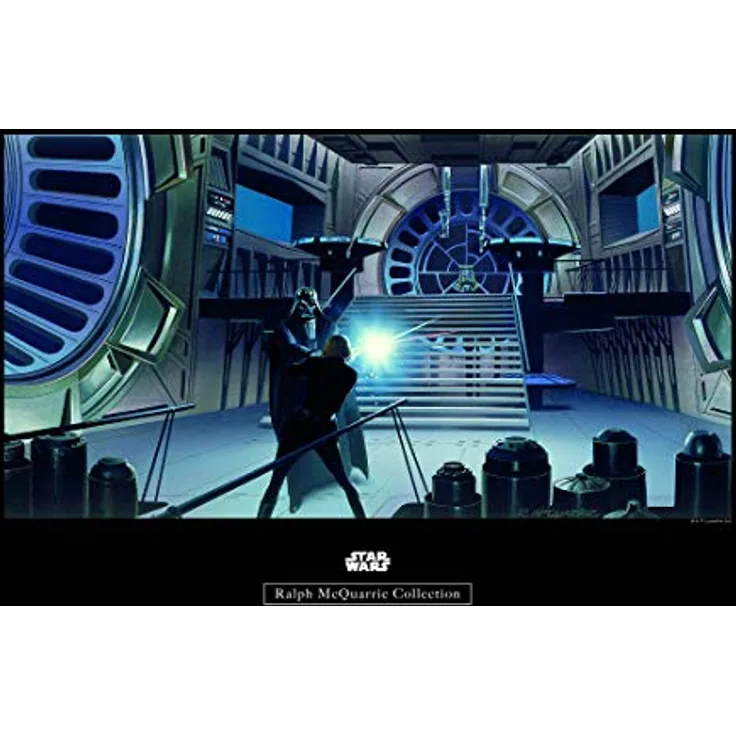 Komar Wandbild Star Wars Classic RMQ Vader Luke Throneroom, Kunstdruck ohne Rahmen, 50 x 40 cm, hochwertiger Druck auf fotopremium Papier, lichtbeständig und wasserfest, MADE IN GERMANY