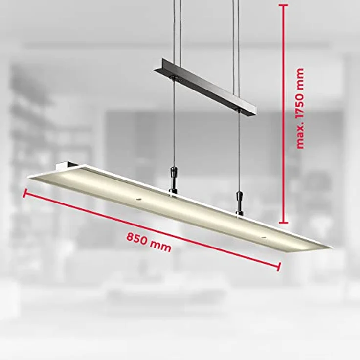 B.K.Licht LED Pendelleuchte dimmbar Hängeleuchte 85cm höhenverstellbar 95-175cm silber - BKL1001, LED fest integriert, Warmweiß, Deckenleuchte 20W 1600lm Esszimmerlampe Küchenlampe Lampenschirm Glas – Bild 6