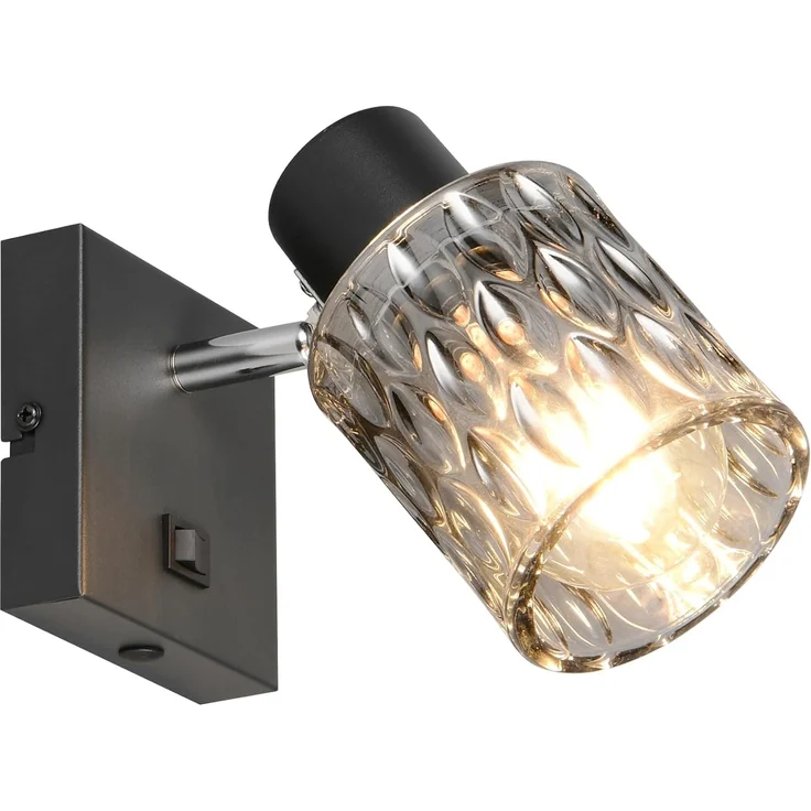 Wandstrahler JACK mit Schalter und Rauchglas Lampenschirm, Höhe 16cm – Bild 1