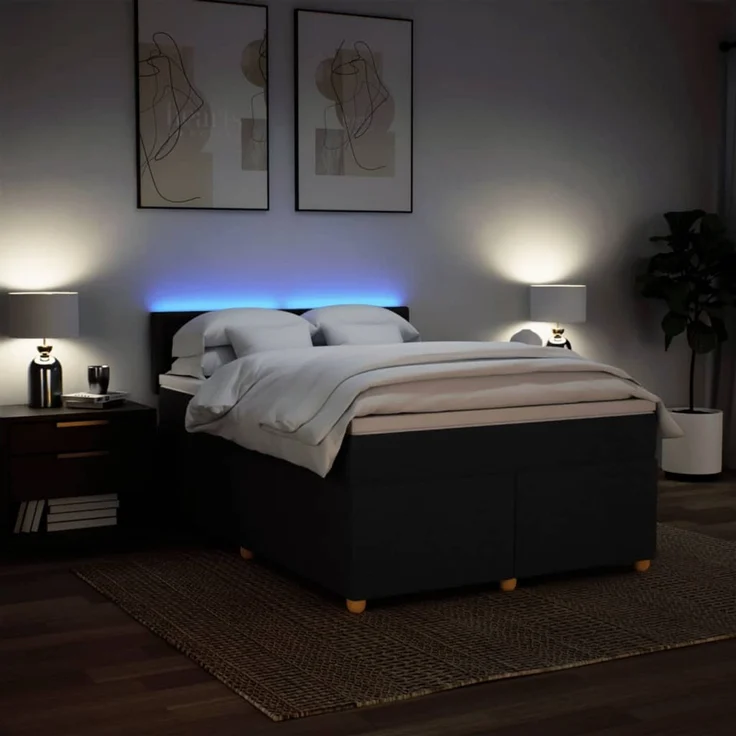 vidaXL Boxspringbett mit Matratze Schwarz 160x200 cm Stoff 3289047 – Bild 5
