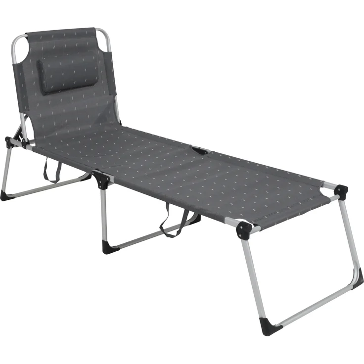greemotion XXL Liege Lucca, klappbar, 5-fach verstellbare Rückenlehne, ergonomisch, Aluminium, wetterfest, leicht, Textilene, grau – Bild 2