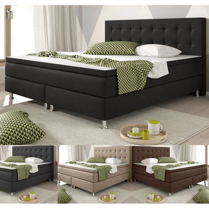BERN Boxspringbett 180x200cm H3 Anthrazit – Bild 4