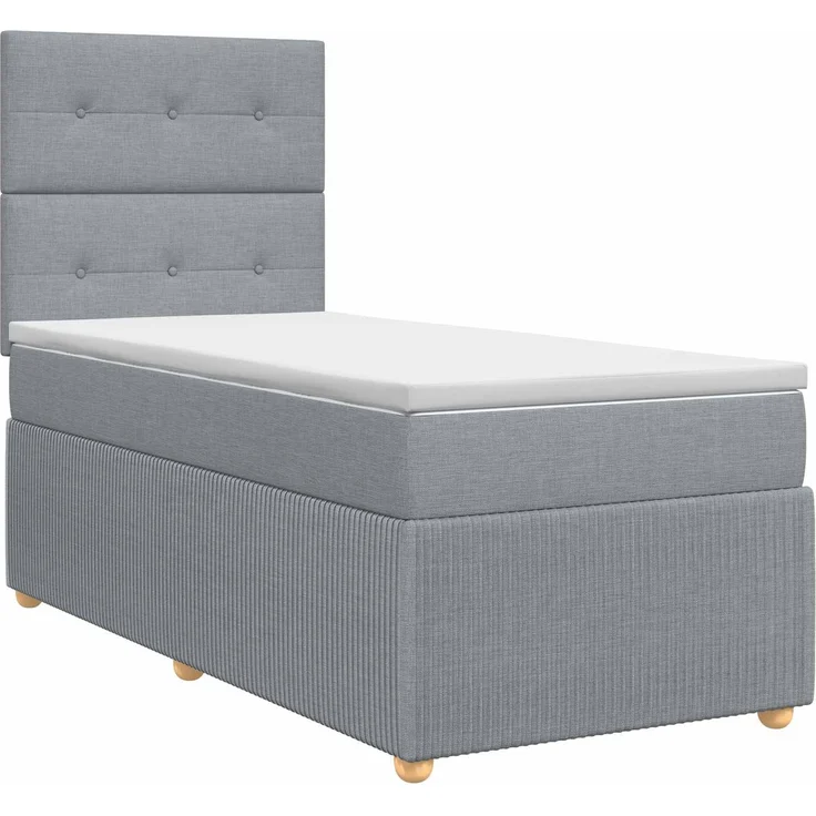 vidaXL Boxspringbett mit Matratze Hellgrau 90 x 200 cm Stoff 3454305 – Bild 2