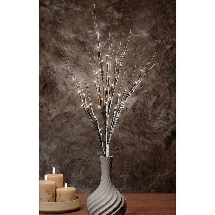 LED Lichterzweig Leuchtzweig Beleuchtung Warmweiß H60cm Batterie Außen – Bild 1
