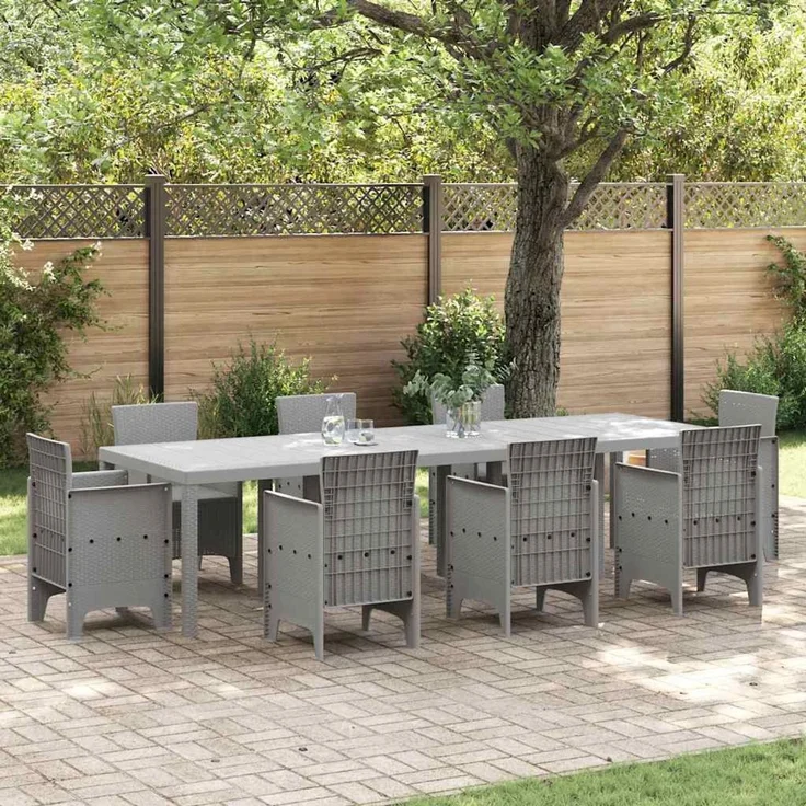 vidaXL Gartentisch Hellgrau 300 x 100 x 73 cm Poly-Rattan 3378523 – Bild 1