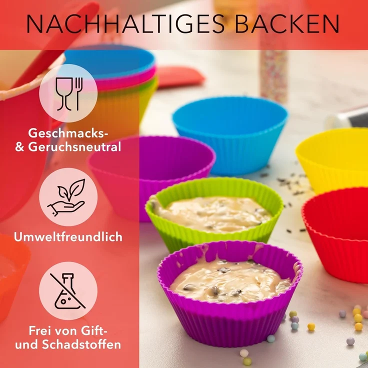 AVANA Muffinform aus Silikon Große Muffinformen Muffinförmchen Cupcake Backformen, (20-tlg), Antihaftbeschichtung, BPA-frei, Umweltschonend, 7 Farben – Bild 7