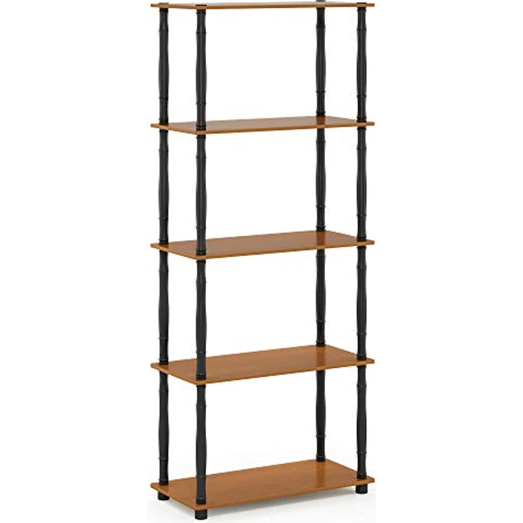 Furinno Regal mit 4 Fächern, holz, Helle Kirsche/Schwarz, 29. 46x29. 46x145. 8 cm – Bild 7