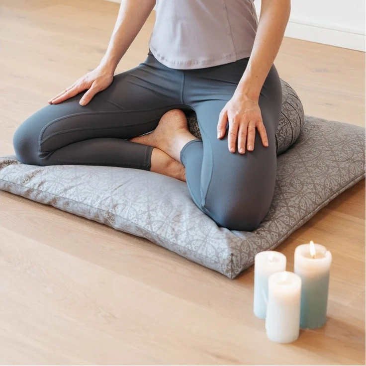 bodhi Meditationskissen Meditations-Set: Kissen Rondo + Zabuton, Raja, taupe/silber – Bild 3