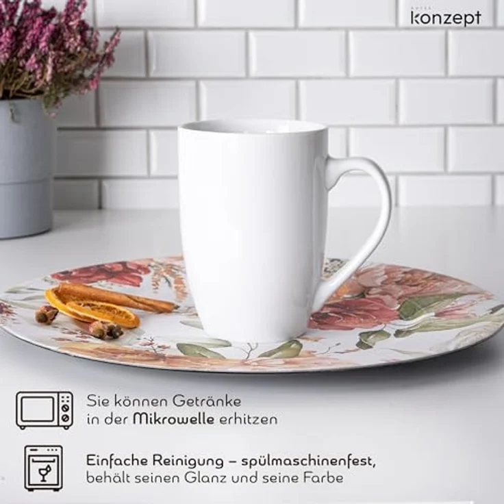 KONZEPT Becher Große Kaffeebecher 500ml (2er-Set) – Becher aus hochwertigem Porzellan, 2-tlg, stilvoll für Kaffee, Tee & Heißgetränke – Bild 5