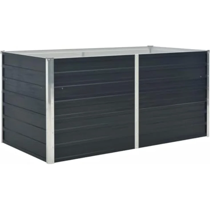 vidaXL Hochbeet Pflanzbeet Frühbeet Gartenbeet Pflanzkübel Pflanzkasten Blumenkasten Gemüsebeet Blumenbeet Anthrazit 160 x 80 x 77 cm Verzinkter Stahl – Bild 2