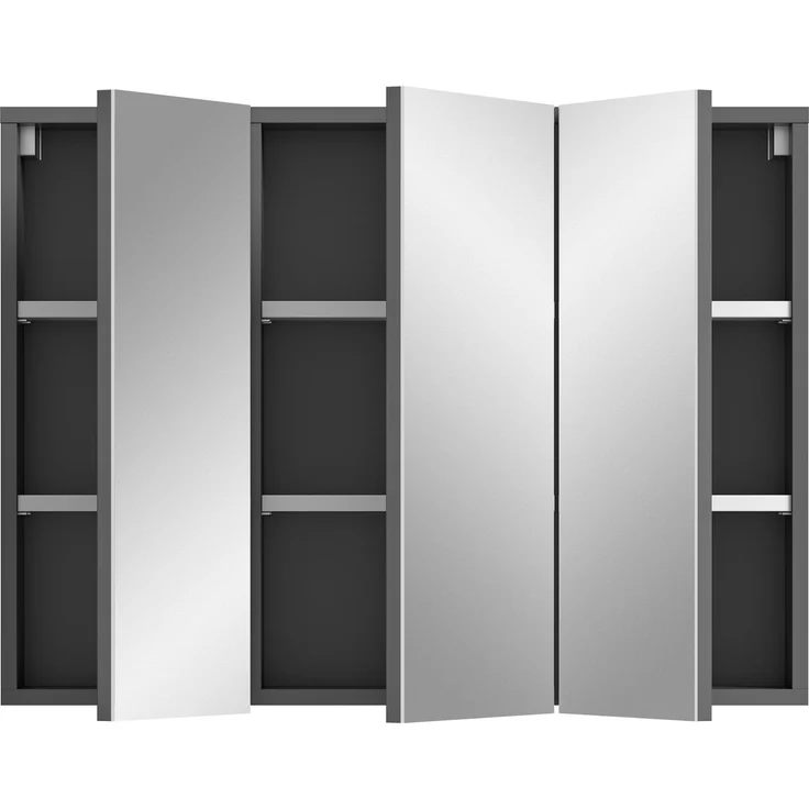Spiegelschrank Soft II - Grau / Grau Hochglanz – Bild 3