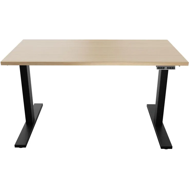 BISLEY Höhenverstellbarer Schreibtisch E-WonderTech, EWT1608018, Platte 018 Kendal Eiche, Gestell 333 schwarz, H 630-1280 x B 1600 x T 800
