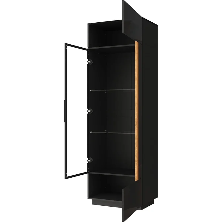 ZUBALIYA Vitrine (60 x 40 x 180 cm), LED - Beleuchtung, Glastüren, Aufbewahrung für Sammlerstücke, Geschirr und Dekoration, Schwarz – Bild 20