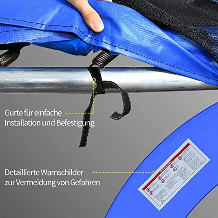 HOMCOM Trampolin Randabdeckung Ø366 cm, Hellblau, langlebige PE-Polsterung und wetterfester PVC-Überzug – Bild 5