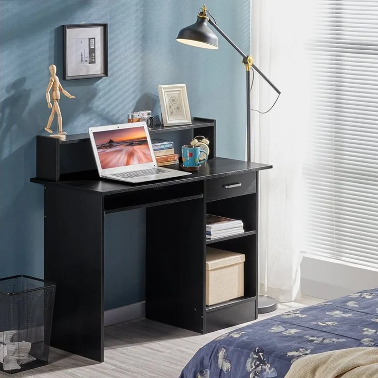 Yaheetech Schreibtisch Computertisch Laptoptisch, Bürotisch mit Schublade & Verstellbarem Ablagefach – Bild 3