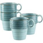 MÄSER Prospero, Kaffeebecher Set aus 4 handbemalten Bechern in Gastronomie-Qualität, ideal auch als Cappuccino-Tasse, moderner Vintage Stil, Blau