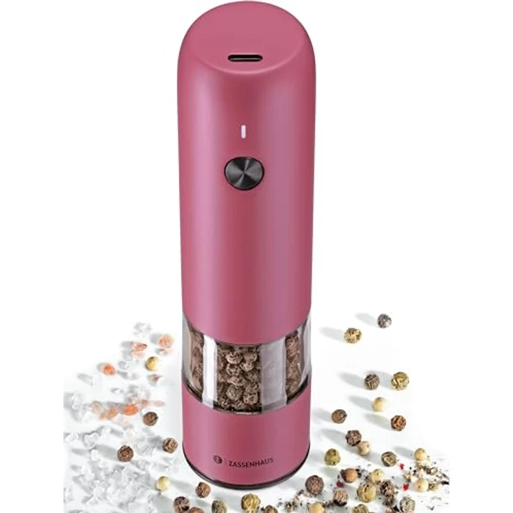 Pfeffermühle Salz-Gewürzmühle USB elektrisch 14cm ZASSENHAUS Köln Fuchsia 033168 – Bild 3
