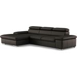 CAVADORE Echtleder-Schlafcouch Valerie mit XL-Longchair / Ecksofa mit Bettfunktion, Kopfteilverstellung + großem Longchair / 286 x 73 x 174 / Leder Dunkelbraun