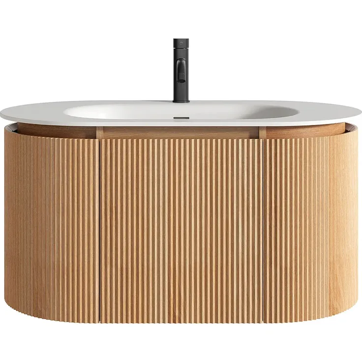 Vente-unique - LILIKO Waschbeckenmöbel Holz, Platte Beige - B 50 cm x H 46 cm x L 90 cm – Bild 2