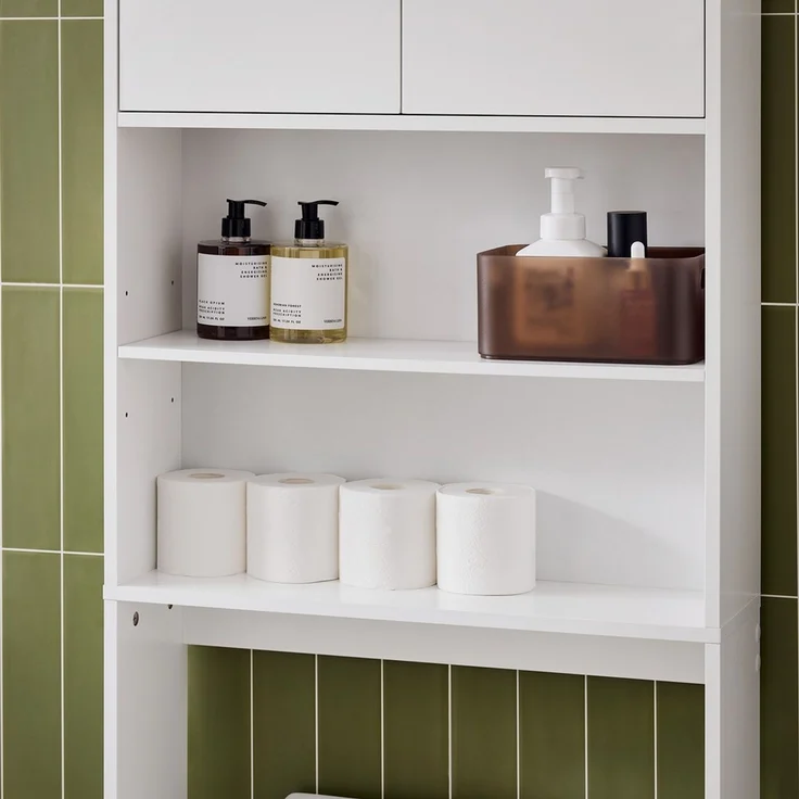 SoBuy BZR165-W Badezimmer-Hochschrank, MDF, Lackiert, Weiß, 65 x 182 x 20 cm – Bild 5