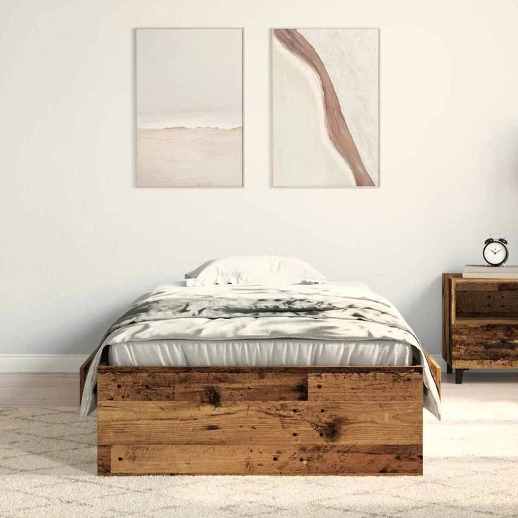 vidaXL Bettrahmen mit Schubladen Altholz 90 x 200 cm Holzwerkstoff 3333987 – Bild 3