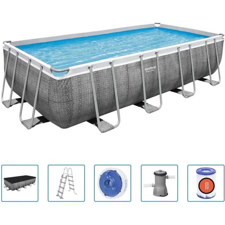 Power Steel™ Frame Pool, Grau, 488 x 244 x 122 cm – Bild 2