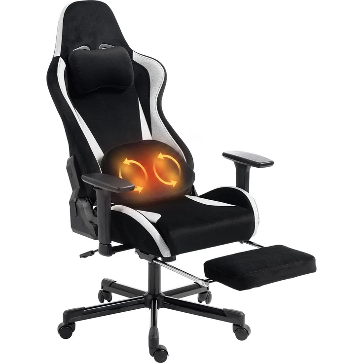 MELAYR, Gaming Stuhl Ergonomischer Gaming Sessel mit Knetmassage und Wärme, 70.5 x 73 x 137.5 cm, Schwarz – Bild 2