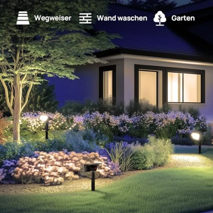 Linkind 60-Led Solar Strahler für außen Warmweiß 800Lm, Extra-lange Leuchtdauer & Intelligent Entladung, 3000K Solar Gartenleuchte mit Lade-Anzeige, IP67 LED Gartenstrahler Solarlichter, 3 Stück – Bild 9