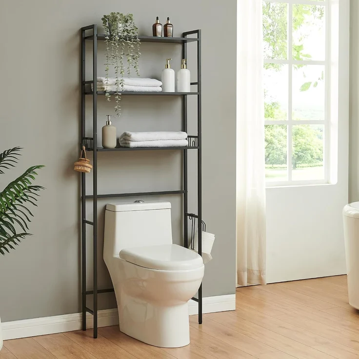 Toilettenregal Ljukhobro 164x64x20 cm Schwarz [en. casa] – Bild 1